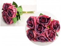 Bukiet pęczek RÓŻA zasuszona wys. 29 cm (6 kwiatów 5x6 cm) BORDOWA