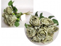 Bukiet pęczek RÓŻA zasuszona wys. 29 cm (6 kwiatów 5x6 cm) ZIELONO SZARA