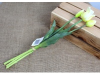 z Bukiet pęczek TULIPAN gumowy wys. 41 cm 3 łodygi (1 główka 5,5x4 cm, 2 pąki cm) BIAŁY