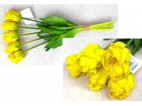 Bukiet pęczek TULIPAN PAPUZI gumowy wys. 40 cm 5 łodyg (5 główek 6x4,5 cm) ŻÓŁTY