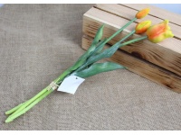 z Bukiet pęczek TULIPAN gumowy wys. 41 cm 3 łodygi (1 główka 5,5x4 cm, 2 pąki cm) POMARAŃCZOWO-ŻÓŁTY