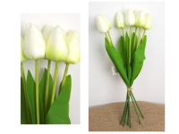 Bukiet, pęczek TULIPAN wys. 44 cm, 7 łodyg (kwiat 5,5x3,5 cm, silikonowe liście) BIAŁY