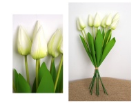 Bukiet, pęczek TULIPAN wys. 44 cm, 9 łodyg (kwiat 7x3 cm, silikonowe liście) BIAŁY
