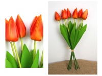 Bukiet, pęczek TULIPAN wys. 44 cm, 9 łodyg (kwiat 7x3 cm, silikonowe liście) POMARAŃCZOWY