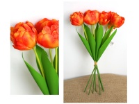 Bukiet, pęczek TULIPAN wys. 44 cm, 7 łodyg (kwiat 6x5 cm, silikonowe liście) POMARAŃCZOWY
