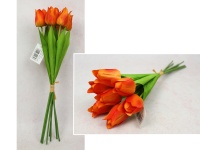 Bukiet, pęczek TULIPAN wys. 45 cm, 7 łodyg (7 kwiatów 6x4 cm) POMARAŃCZOWY cieniowany