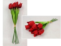 Bukiet, pęczek TULIPAN wys. 45 cm, 7 łodyg (7 kwiatów 6x4 cm) CZEROWONY