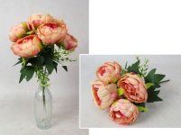 Bukiet PIWONIA wys. 35 cm, 7 łodyg (7 kwiatów 9x5 cm) BRZOSKWINIOWO-RÓŻOWA