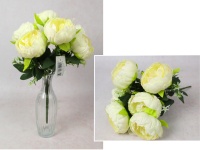 Bukiet PIWONIA wys. 35 cm, 7 łodyg (7 kwiatów 9x5 cm) ŚMIETANOWA