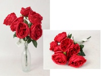 Bukiet PIWONIA wys. 43 cm, 7 łodyg (7 kwiatów 9x5 cm) CZERWONA