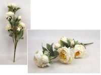 Bukiet PIWONIA wys. 69 cm, 7 łodyg (5 kwiatów 10x5 cm + 3 pąki) ŚMIETANOWA