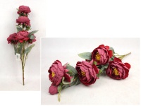 Bukiet PIWONIA wys. 69 cm, 7 łodyg (5 kwiatów 10x5 cm + 3 pąki) BORDOWA 