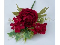 Bukiet PIWONIA 11 cm z hortensją wys.28 cm CZERWONA