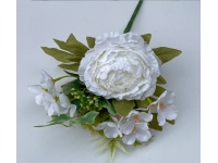 Bukiet PIWONIA 11 cm z hortensją wys.28 cm BIAŁA