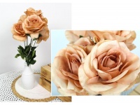 Bukiet RÓŻA 7 kwiatów (10 cm) łodyga 44 cm BRĄZOWA JASNA