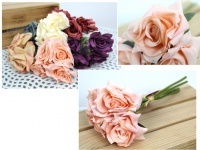 Bukiet RÓŻA, pęczek 4 kwiaty 5,5 cm, łodyga 24 cm MIX KOLOR