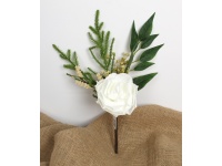 mp Bukiet RÓŻA piankowa z dodatkami wys. 38 cm (kwiat 13x5 cm) BIAŁY