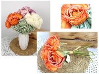 Bukiet RÓŻA pojedyncza wys. 26 cm, 6 kwiatów (kwiat 7x5 cm) - mix kolor