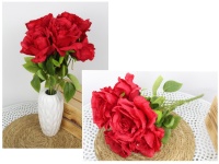 Bukiet RÓŻA rozwinięta wys. 45 cm, 7 łodyg (kwiat 14x8 cm) - CZERWONA