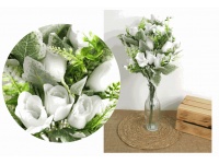 Bukiet RÓŻA welur wys. 52 cm 18 łodyg (18 kwiatów 6x4 cm) - BIAŁA