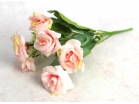 Bukiet RÓŻA wys. 30 cm, 6 łodyg (6 kwiatów 5x3 cm) PUDROWY RÓŻ