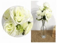 Bukiet RÓŻA wys. 40 cm, 7 łodyg (7 kwiatów 9 cm) - BIAŁA