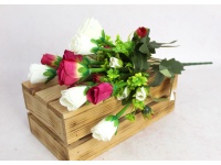 Bukiet RÓŻA wys. 42 cm 10 łodyg (20 kwiatów kwiat 3,5-5,5 cm) BIAŁO RÓŻOWA