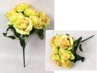 Bukiet RÓŻA wys 43 cm, 7 łodyg (7 kwiatów 10x5,5 cm) BRZOSKWINIOWO-LIMONKOWA