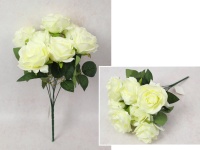 Bukiet RÓŻA wys 43 cm, 7 łodyg (7 kwiatów 10x5,5 cm) ŚMIETANOWA