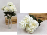 Bukiet RÓŻA wys. 44 cm, 7 łodyg (7 kwiatów 10x5 cm) BIAŁA