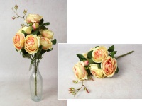 Bukiet RÓŻA wys. 45 cm, 6 łodyg (6 kwiatów 8,5x5 cm) BRZOSKWINIOWO RÓŻOWA