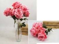Bukiet RÓŻA wys. 45 cm, 7 łodyg (7 kwiatów 9x7 cm) RÓŻOWA