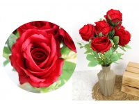 Bukiet RÓŻA wys. 45 cm 9 łodyg (9 kwiatów 7,5x7 cm) CZERWONA