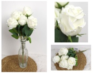 Bukiet RÓŻA wys.45 cm, 9 łodyg (9 kwiatów 7x5,5 cm) BIAŁA