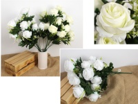 Bukiet RÓŻA wys. 67 cm, 18 łodyg (18 kwiatów 9x6 cm) BIAŁA, ŚMIETANOWA mix