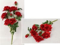 Bukiet RÓŻA wys. 70 cm, 3 łodygi (6 kwiatów 14x7 cm + 2 pąki) CZERWONA
