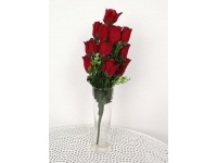Bukiet RÓŻE TRADYCYJNE welur z dodatkami 18 kwiatów CZERWONE (wys. 51 cm, kwiat 3 cm) 