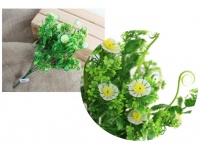 Bukiet sztuczny drobne BIAŁO-ŻÓŁTE kwiatki z zawijasem 32 cm 7 łodyg