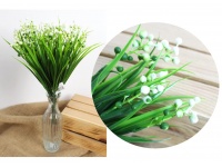 Bukiet sztuczny drobne kuleczki z trawą 34 cm 5 łodyg BIAŁY