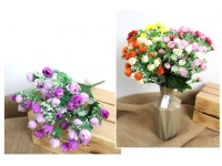 Bukiet sztuczny drobne różyczki z białym dodatkiem 27 cm 5 łodyg mix kolor