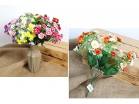 Bukiet sztuczny drobne stokrotki z białym dodatkiem 27 cm 5 łodyg mix kolor