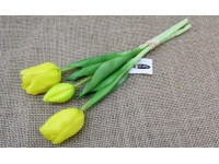z Bukiet TULIPANY gumowany wys. 30 cm (2 główki 5x4 cm, 1 pąk 4,5x2,5 cm) ŻÓŁTY - JAK ŻYWY