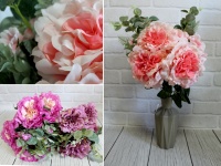 Bukiet sztuczny HORTENSJE 12 łodyg (wys. 55 cm, kwiat 14 cm) 