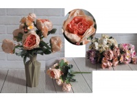 Bukiet sztuczny PIWONIE AKSAMITNE z kuleczkami 10 łodyg (wys. 40 cm, kwiat 9 cm ) - 1 szt