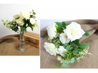 Bukiet sztuczny RÓŻA 44 cm 9 łodyg (7 główek 7,5-10 cm)