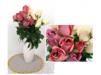 Bukiet sztuczny RÓŻA nierozwinięta 9 łodyg 45cm i kwiatów 5x3 cm