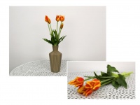 z Bukiet sztuczny TULIPAN gumowany strzępiony 5 łodyg 40 cm POMARAŃCZOWY - JAK ŻYWY