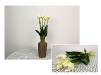 z Bukiet sztuczny TULIPAN gumowany strzępiony 5 łodyg 40 cm BIAŁY - JAK ŻYWY