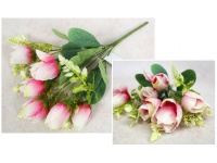 Bukiet sztuczny TULIPAN wys. 32 cm 7 łodyg (główka 5x3 cm) - BIAŁO-RÓŻOWY