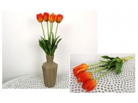 z Bukiet sztuczny TULIPAN gumowany mieszany 5 łodyg 40 cm POMARAŃCZOWY CIENIOWANY - JAK ŻYWY